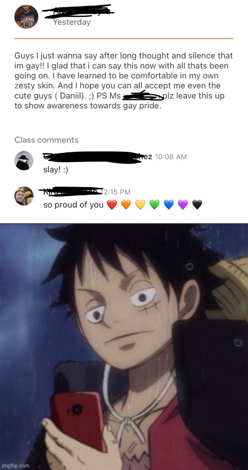 Why is my school like this | image tagged in luffy phone | made w/ Imgflip meme maker