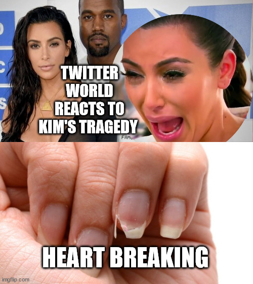 Breaking News - aka Clickbait | TWITTER WORLD REACTS TO KIM'S TRAGEDY; HEART BREAKING | image tagged in clickbait | made w/ Imgflip meme maker