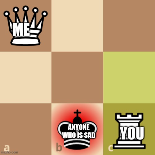 Checkmated King | ME YOU ANYONE WHO IS SAD | image tagged in checkmated king | made w/ Imgflip meme maker