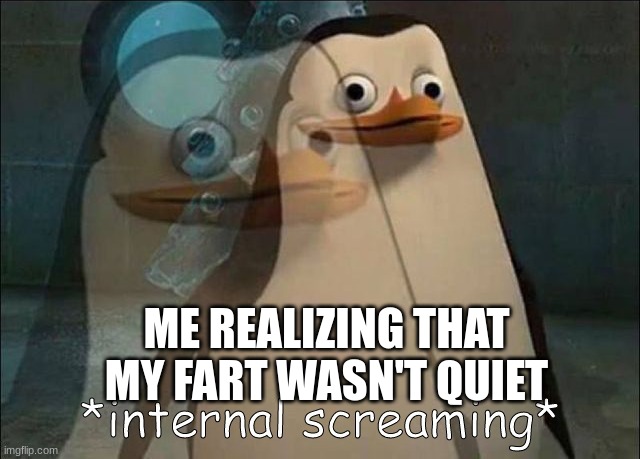 Private Internal Screaming | ME REALIZING THAT MY FART WASN'T QUIET | image tagged in private internal screaming,ahhhhhhhhhhhhh,relatable,dying inside | made w/ Imgflip meme maker