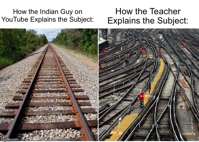 Based on a True Story | How the Teacher Explains the Subject:; How the Indian Guy on YouTube Explains the Subject: | image tagged in it's not that complicated,memes,funny,relatable memes,teacher,indian guy | made w/ Imgflip meme maker