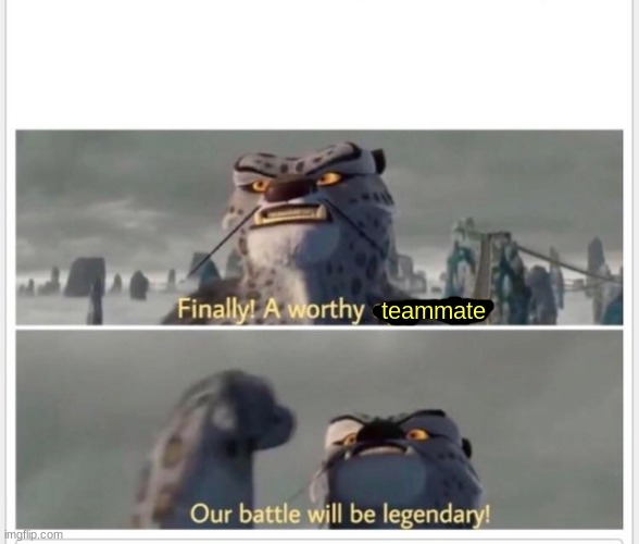 Finally! A worthy opponent! | teammate | image tagged in finally a worthy opponent | made w/ Imgflip meme maker