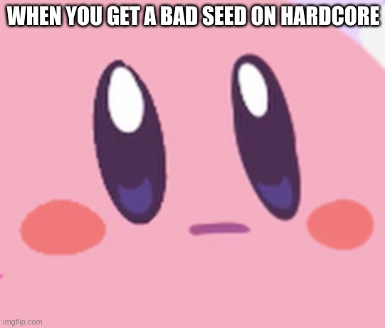 Bruh | WHEN YOU GET A BAD SEED ON HARDCORE | image tagged in blank kirby face | made w/ Imgflip meme maker