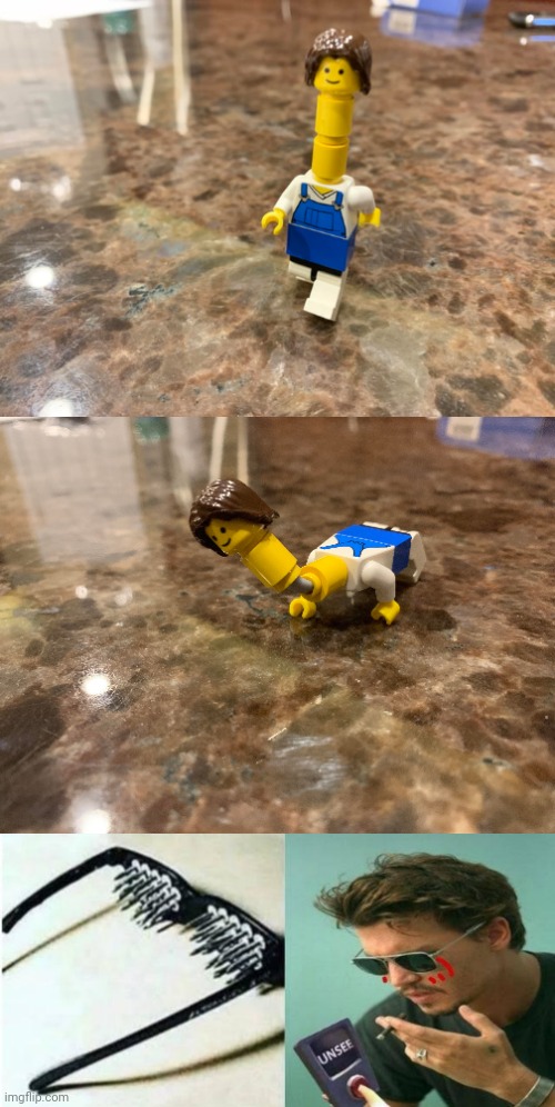 Cursed Lego guy | image tagged in unsee spike glasses,memes,cursed image,lego,legos,lego guy | made w/ Imgflip meme maker