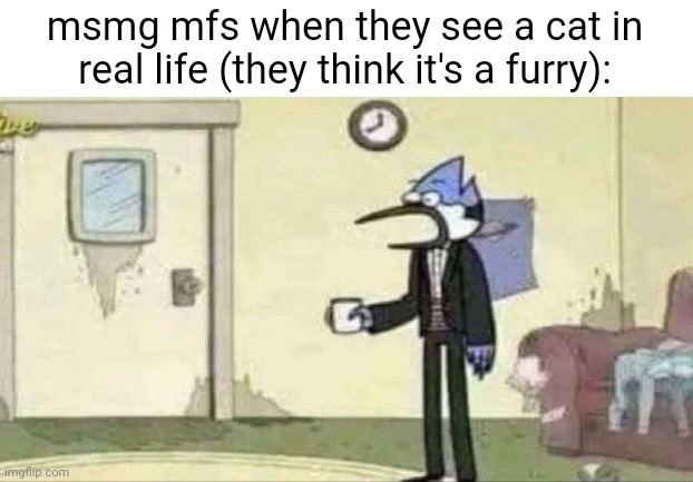 The only cats that are furries are ones made by furries or furry artists | msmg mfs when they see a cat in real life (they think it's a furry): | image tagged in pie charts | made w/ Imgflip meme maker