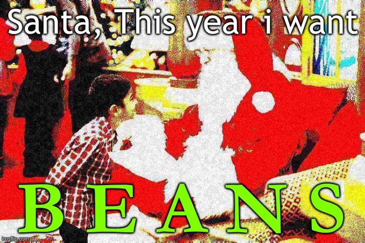 What a great wish! | Santa, This year i want; B E A N S | image tagged in beans,deep fried,shitpost,why are you reading this,amogus,funny | made w/ Imgflip meme maker