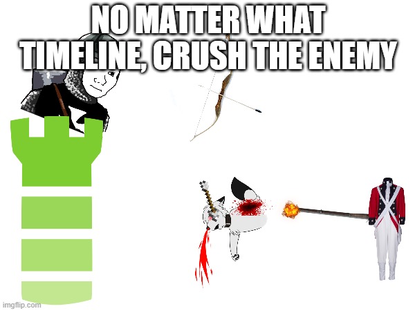 ALARM: this is a joke | NO MATTER WHAT TIMELINE, CRUSH THE ENEMY | made w/ Imgflip meme maker