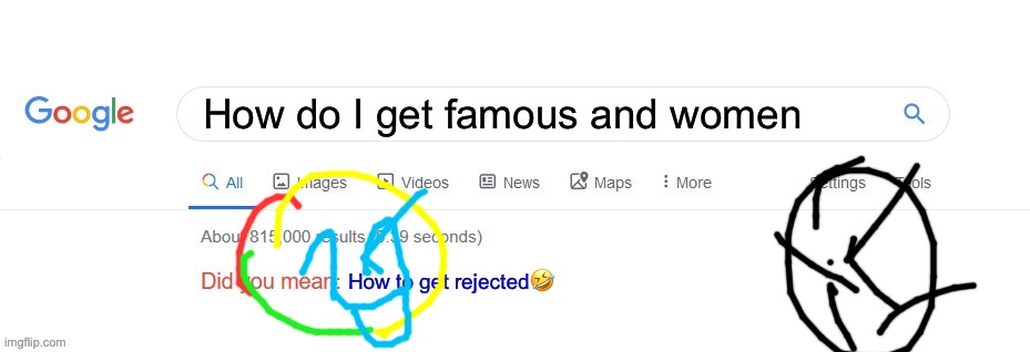 Never trust Google | How do I get famous and women; How to get rejected🤣 | image tagged in did you mean | made w/ Imgflip meme maker