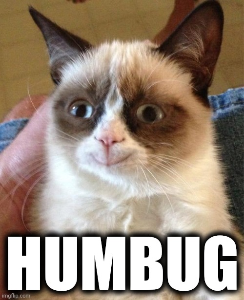 Grumpy Cat Happy Meme | HUMBUG | image tagged in memes,grumpy cat happy,grumpy cat | made w/ Imgflip meme maker