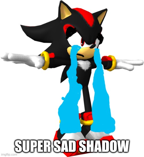 shadow the hedgehog t pose | SUPER SAD SHADOW | image tagged in shadow the hedgehog t pose | made w/ Imgflip meme maker
