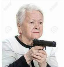 Grandma with gun Blank Meme Template