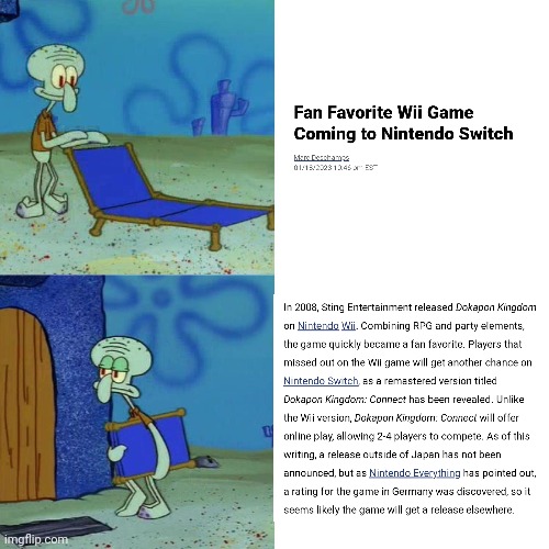 I wanted Mario Kart Wii, not some random goofy ass rp game | image tagged in squidward chair | made w/ Imgflip meme maker