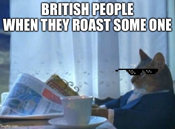 Cat | BRITISH PEOPLE WHEN THEY ROAST SOME ONE | image tagged in memes,i should buy a boat cat | made w/ Imgflip meme maker