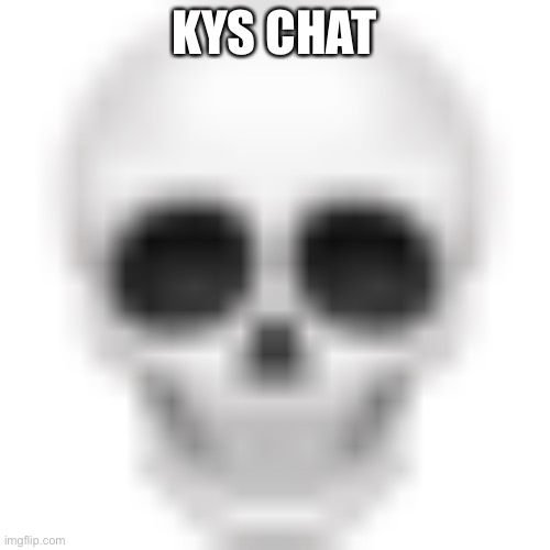 Keep yourself safe chat. | KYS CHAT | image tagged in skull emoji | made w/ Imgflip meme maker