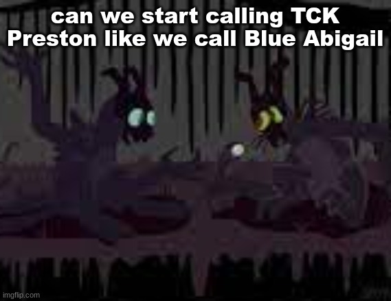 sfvcjaingers | can we start calling TCK Preston like we call Blue Abigail | image tagged in sfvcjaingers | made w/ Imgflip meme maker