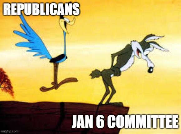 Coyote republican | REPUBLICANS; JAN 6 COMMITTEE | image tagged in roadrunner coyote | made w/ Imgflip meme maker