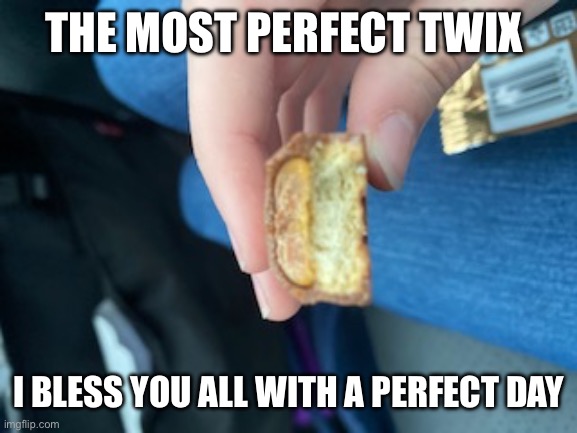 Perfect Twix | THE MOST PERFECT TWIX; I BLESS YOU ALL WITH A PERFECT DAY | image tagged in perfect twix | made w/ Imgflip meme maker