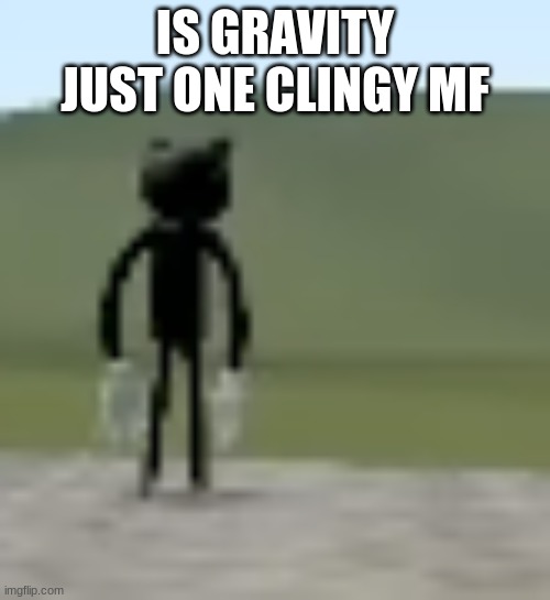 clingy ass | IS GRAVITY JUST ONE CLINGY MF | image tagged in man | made w/ Imgflip meme maker