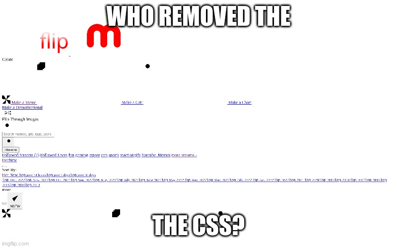 um | WHO REMOVED THE; THE CSS? | image tagged in css | made w/ Imgflip meme maker