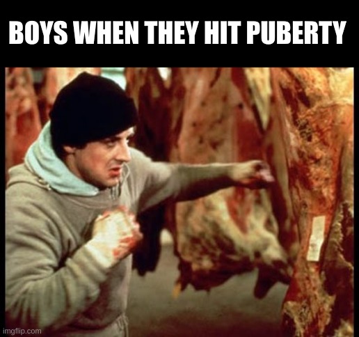 Rocky beating meat | BOYS WHEN THEY HIT PUBERTY | image tagged in rocky beating meat | made w/ Imgflip meme maker