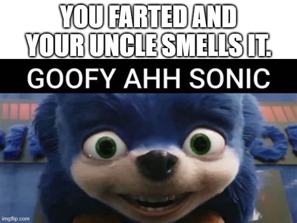 Goofy ahh sonic | YOU FARTED AND YOUR UNCLE SMELLS IT. | image tagged in omg | made w/ Imgflip meme maker