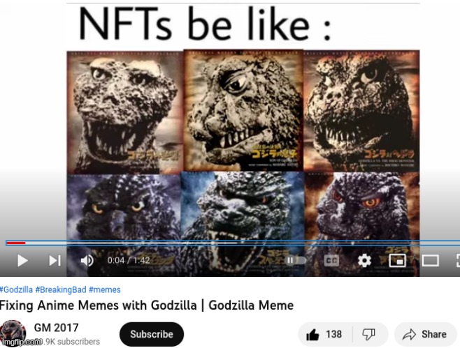 true | image tagged in nft,godzilla | made w/ Imgflip meme maker