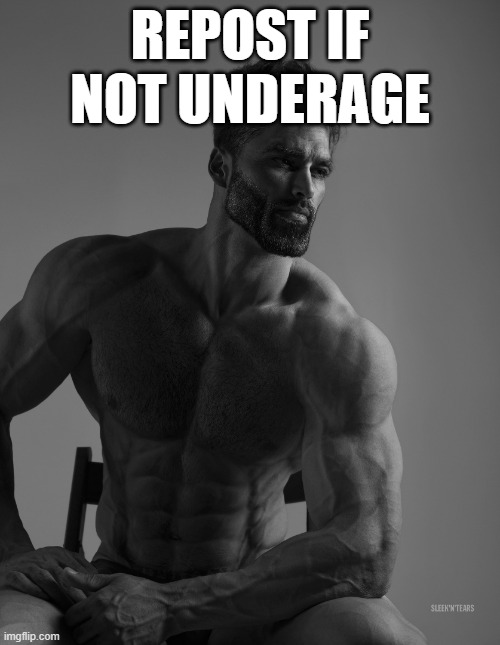 ye | REPOST IF NOT UNDERAGE | image tagged in giga chad | made w/ Imgflip meme maker