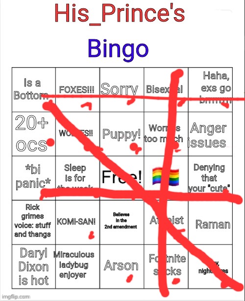 Quadruple bingoooo!! (Currently They/He) | image tagged in his_prince's bingo | made w/ Imgflip meme maker