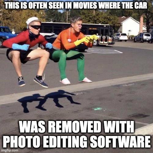 Invisible Car | THIS IS OFTEN SEEN IN MOVIES WHERE THE CAR; WAS REMOVED WITH PHOTO EDITING SOFTWARE | image tagged in cars,memes | made w/ Imgflip meme maker