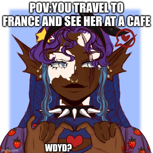 New Oc | POV:YOU TRAVEL TO FRANCE AND SEE HER AT A CAFE; WDYD? | image tagged in mermaid | made w/ Imgflip meme maker