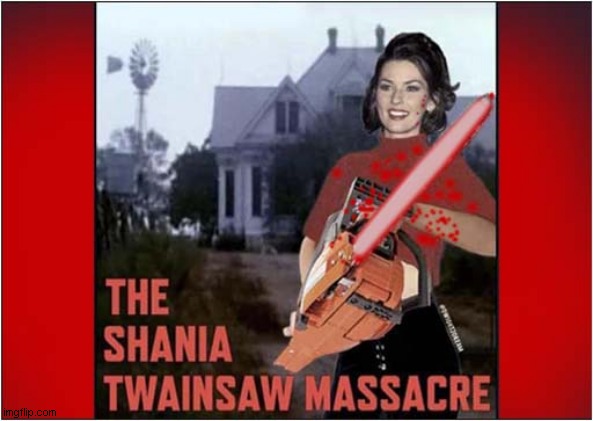 I Want To See That Film ! | image tagged in horror movie,texas chainsaw massacre,shania twain,dark humour | made w/ Imgflip meme maker