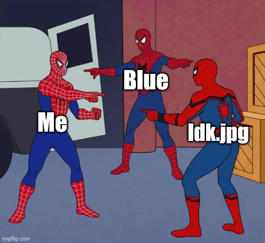 Spider Man Triple | Blue; Me; Idk.jpg | image tagged in spider man triple | made w/ Imgflip meme maker