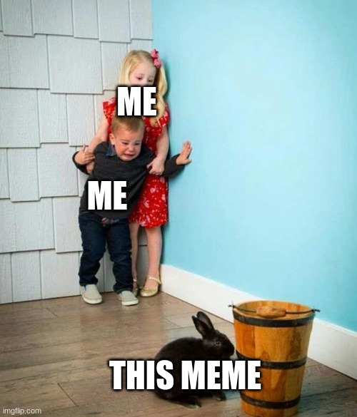 Children scared of rabbit | ME ME THIS MEME | image tagged in children scared of rabbit | made w/ Imgflip meme maker