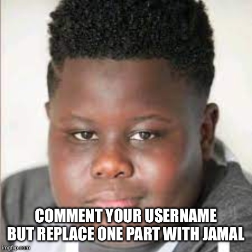 Jamal | COMMENT YOUR USERNAME BUT REPLACE ONE PART WITH JAMAL | image tagged in jamal | made w/ Imgflip meme maker