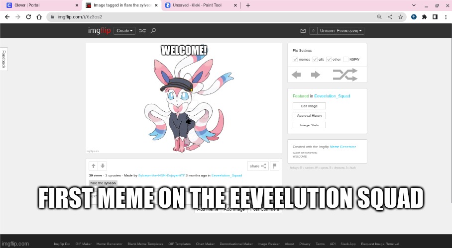 yes | FIRST MEME ON THE EEVEELUTION SQUAD | image tagged in first meme | made w/ Imgflip meme maker