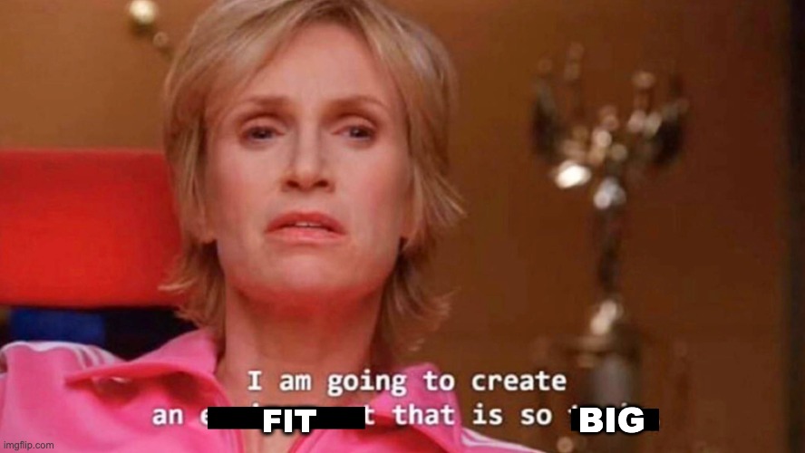 Sue Sylvester | BIG; FIT | image tagged in sue sylvester | made w/ Imgflip meme maker