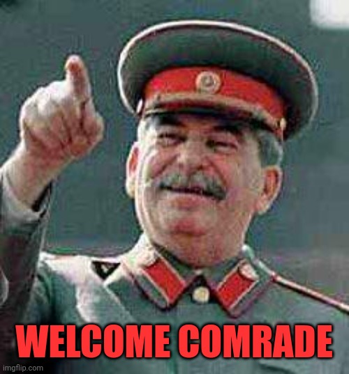 Stalin funny Gulag | WELCOME COMRADE | image tagged in stalin says,gulag,stalin,joseph stalin | made w/ Imgflip meme maker
