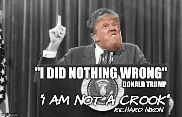 Dude!  You've Done Nothing Right ... Like ... E v e r |  "I DID NOTHING WRONG"; DONALD TRUMP; "I AM NOT A CROOK"; RICHARD NIXON | image tagged in richard nixon,loser,liar,memes,trump is a crook,trump is a moron | made w/ Imgflip meme maker