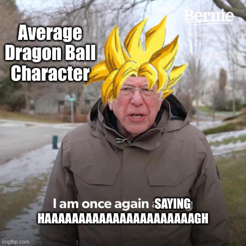 Bernie I Am Once Again Asking For Your Support Meme | Average Dragon Ball Character; SAYING; HAAAAAAAAAAAAAAAAAAAAAAGH | image tagged in memes,bernie i am once again asking for your support | made w/ Imgflip meme maker