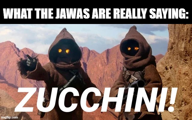 Vegetable | WHAT THE JAWAS ARE REALLY SAYING: | image tagged in jawas | made w/ Imgflip meme maker