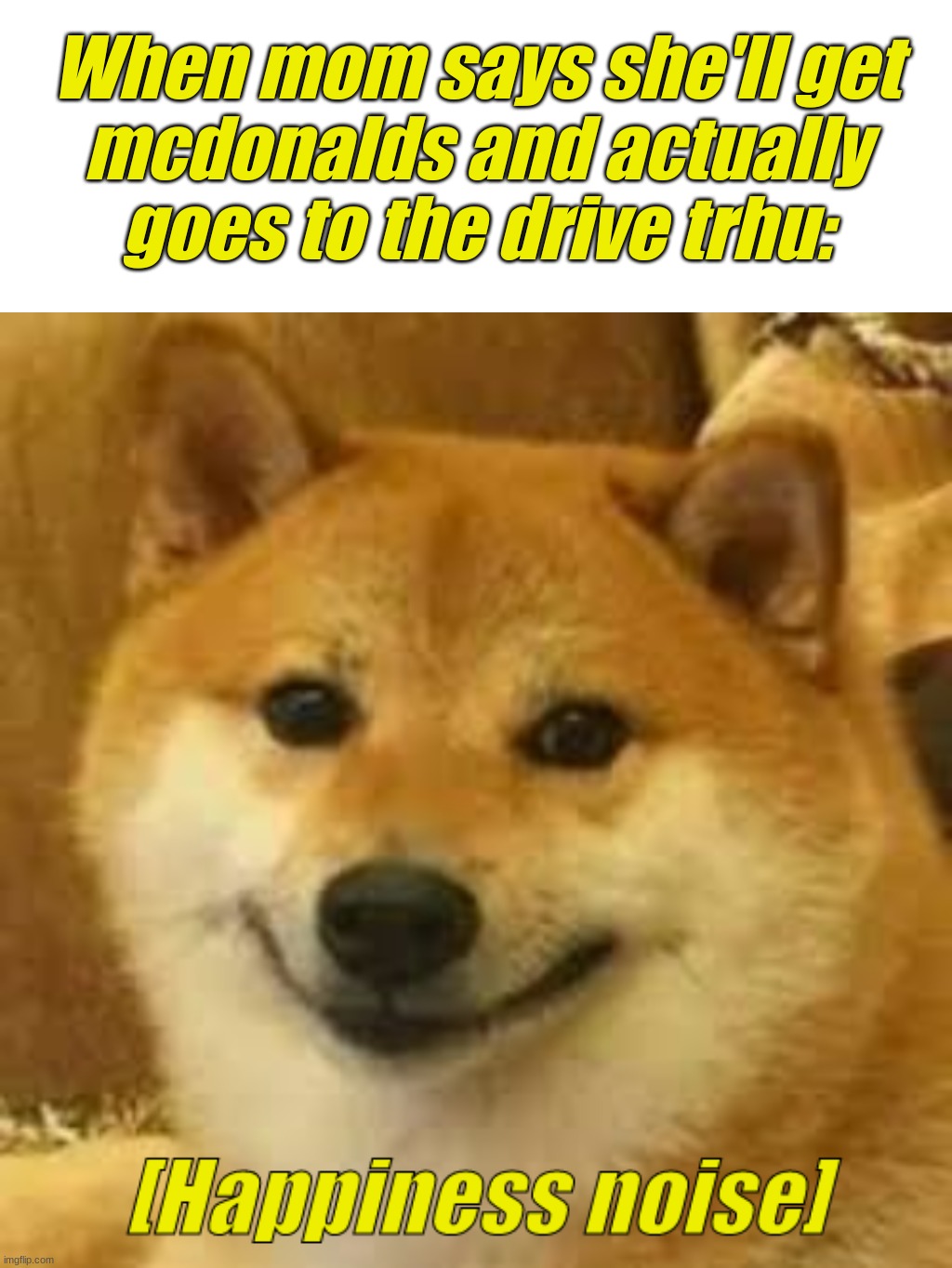 Mc Nuggies!!! | When mom says she'll get
mcdonalds and actually
goes to the drive trhu: | image tagged in shibe,chicken nuggets | made w/ Imgflip meme maker