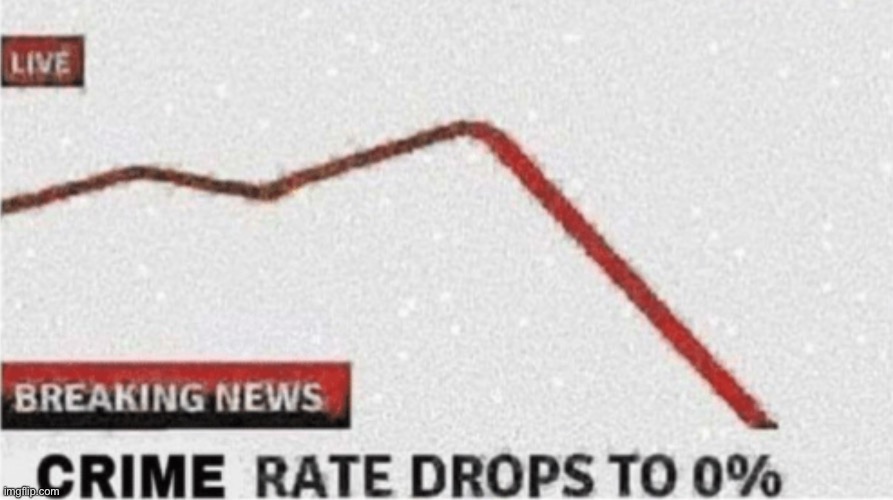 Crime rate drops to zero | image tagged in crime rate drops to zero | made w/ Imgflip meme maker