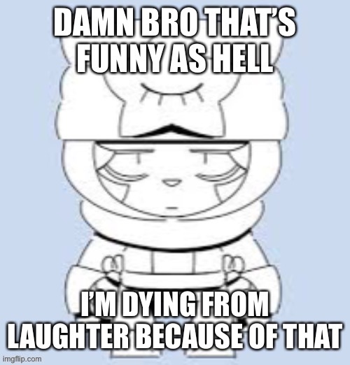 Damn bro that’s funny as hell I’m dying from laughter | image tagged in damn bro that s funny as hell i m dying from laughter | made w/ Imgflip meme maker
