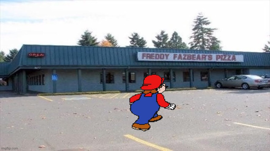 Mario got a new job | image tagged in mario,five nights at freddys | made w/ Imgflip meme maker