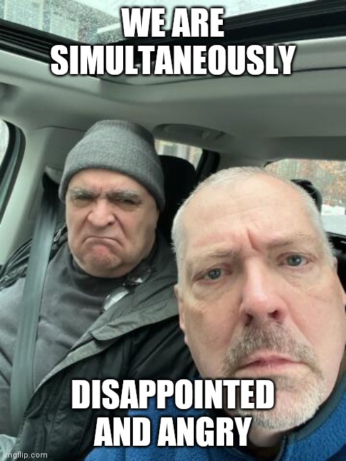 Disappointed and angry |  WE ARE SIMULTANEOUSLY; DISAPPOINTED AND ANGRY | image tagged in disappointed,angry,disappointed and angry | made w/ Imgflip meme maker
