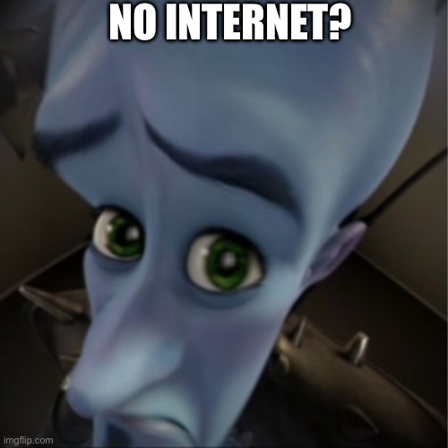 Megamind peeking | NO INTERNET? | image tagged in megamind peeking | made w/ Imgflip meme maker