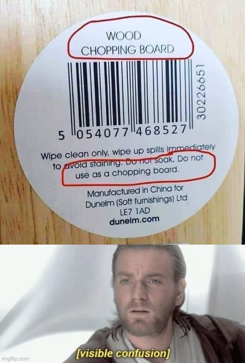 Visible Confusion Cutting Board | image tagged in visible confusion,cutting,wait what,starwars,star wars prequels | made w/ Imgflip meme maker