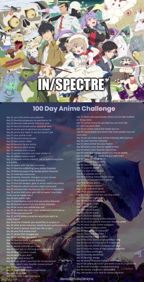 Day 46 | IN/SPECTRE | image tagged in 100 day anime challenge | made w/ Imgflip meme maker