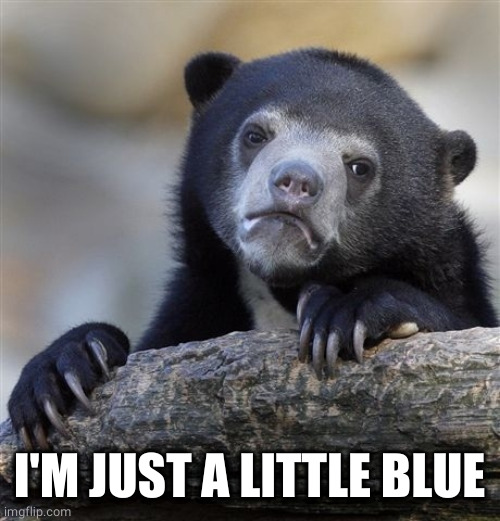 Confession Bear Meme | I'M JUST A LITTLE BLUE | image tagged in memes,confession bear | made w/ Imgflip meme maker