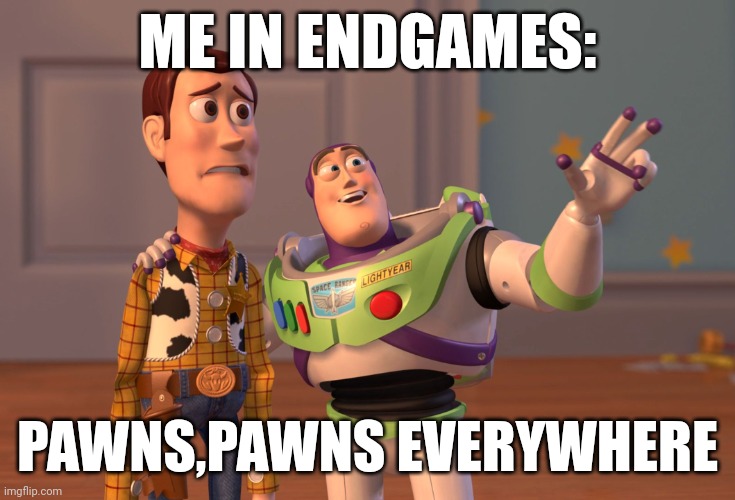 Pawns | ME IN ENDGAMES:; PAWNS,PAWNS EVERYWHERE | image tagged in memes,x x everywhere | made w/ Imgflip meme maker